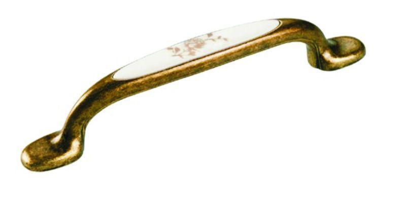 Мебельная Ручка Eureka 0972, м.р.96мм, покрытие бронза 2В/золотой декор