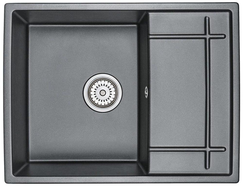 6501, ШВАРЦ (чёрный металлик), кухонная мойка, кварц