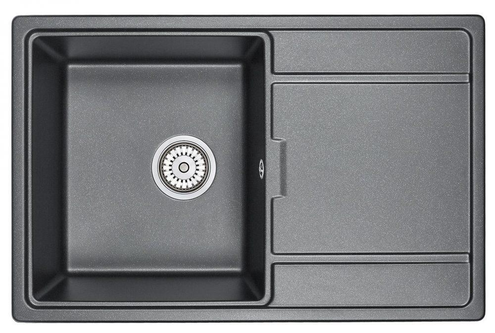 7804, ШВАРЦ (чёрный металлик)  кухонная мойка, кварц